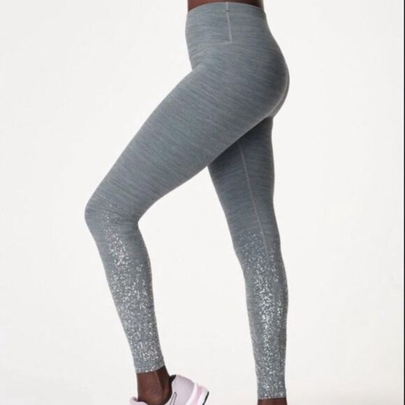 SWEATY BETTY | Blue Terrazzo Placement Disco Metallic 7/8 Leggings Women’s Small - Picture 1 of 13